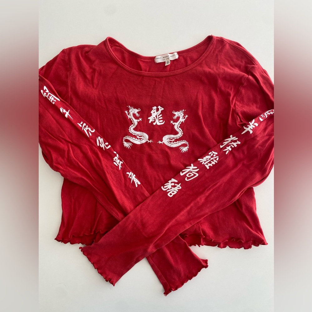 Cute red long sleeve dragon shirt